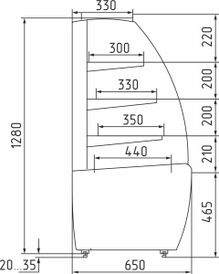 Витрина нейтральная Carboma K70 N 1,3-1 LIGHT 0013-0430