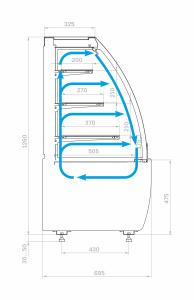 Витрина кондитерская Carboma K70 VM 1,3-2 STANDARD 9005 (открытая, версия 2.0)