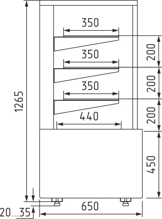 Витрина нейтральная Carboma KC70 N 0,6-1 LIGHT 0102-0109 (0,6 Cube)