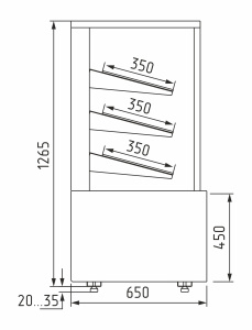 Витрина хлебная Carboma KC70 N 0,9-2 LIGHT Bread 9006-9005 (0,9 Cube ТЕХНО без стекла)