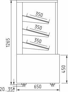 Витрина хлебная Carboma KC70 N 0,6-2 LIGHT Bread 9006-9005 (0,6 Cube ТЕХНО без стекла)
